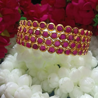 B0154_Elegant pink ruby studded bangles with fine stone work.