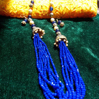 N0131_Gorgeous  blue color Crystal necklace set studded with stones with a touch of pearls & beads.