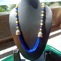 N0131_Gorgeous  blue color Crystal necklace set studded with stones with a touch of pearls & beads.
