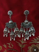 E0630_Lovely German Silver oxidized danglers with peacock design & delicate art work (long hanging)
