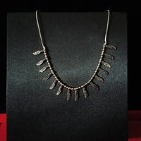 N0293_Lovely Oxidized choker necklace with delicate leafy shaped pendants.