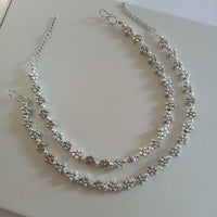 N0343_ Trendy oxidized crafted flower anklets with delicate craftwork.