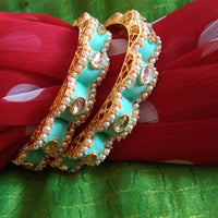 B0218_Gorgeous bangles with vibrant Meena work with a touch of semi precious stones.