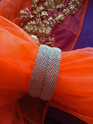 B017_Classy Style Silver plated Bangles studded with American Diamond stones.