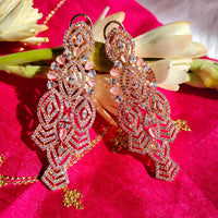 E0859 _Lovely designer American Diamond studded danglers with beautiful art work.