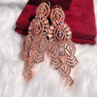 E0859 _Lovely designer American Diamond studded danglers with beautiful art work.