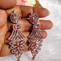 E0854_Classy designer statement American Diamond studded danglers with beautiful art work.