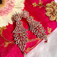 E0854_Classy designer statement American Diamond studded danglers with beautiful art work.
