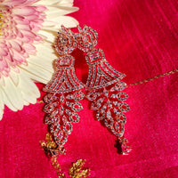 E0854_Classy designer statement American Diamond studded danglers with beautiful art work.