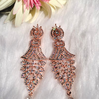E0854_Classy designer statement American Diamond studded danglers with beautiful art work.
