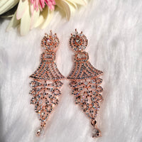 E0854_Classy designer statement American Diamond studded danglers with beautiful art work.