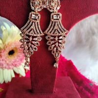 E0854_Classy designer statement American Diamond studded danglers with beautiful art work.