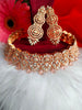 N0434_Gorgeous designer american diamond embellished necklace with a touch of pink stone work.