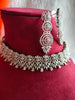 N0435_Elegant dazzling American Diamond stones embellished necklace set with delicate stone work.