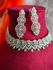 N0435_Elegant dazzling American Diamond stones embellished necklace set with delicate stone work.