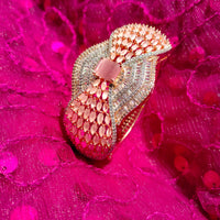 B0272_Gorgeous grand bracelets studded with delicate work of american diamond stones with a touch of pink stones.