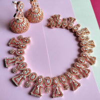 N0442_Elegant american diamond embellished necklace with a touch of delicate stone work.
