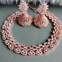 N0443_Designer american diamond embellished necklace with a touch of delicate stone work.