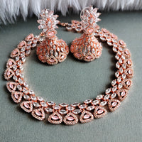 N0443_Designer american diamond embellished necklace with a touch of delicate stone work.