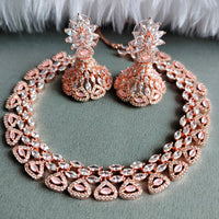 N0443_Designer american diamond embellished necklace with a touch of delicate stone work.