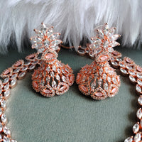 N0443_Designer american diamond embellished necklace with a touch of delicate stone work.