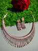 N01193_ Ravishing rose gold American Diamond engraved choker necklace with delicate craft work.