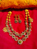N0465_Gorgeous  gold plated American Diamond stones embellished necklace set with delicate stone work with a touch of red & green ruby stones.