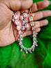 N0471_Classy square shaped American Diamond stones embellished necklace set with delicate stone work .