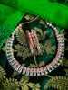 N0473_Classy American Diamond stones embellished necklace set with delicate stone work .