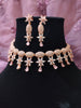 N0474_Classy American Diamond stones embellished necklace set with delicate floral design.