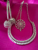 N0483_Gorgeous designer necklace embellished with american diamond stones with a touch of delicate stone  work.
