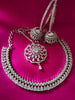 N0483_Gorgeous designer necklace embellished with american diamond stones with a touch of delicate stone  work.