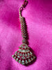 M024_Elegant designer rose gold American diamond studded Maang tika with delicate stone work.
