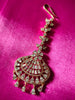M022_Beautiful rose gold American diamond studded Maang tika with delicate stone work.