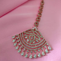M021_Beautiful Broad design rose gold American diamond studded Maang tika.
