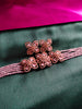 N0498_Classy pink crystal flower design choker necklace set studded  with  American diamond stones.