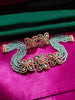 N0499_Classy sea green crystal flower design choker necklace set studded  with  American diamond stones.