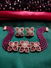 N0500_Classy Magenta crystal flower design choker necklace set studded  with  American diamond stones.