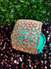 B0310_Designer rose gold broad  bracelets studded with delicate work of american diamond stones.