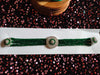 N0506_Classic designer green crystal Grand circular pendant choker necklace set studded  with  American diamond stones.