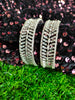 B0313_Elegant broad silver shade designer American Diamond bangles with delicate stone work.