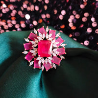 R040_Lovely American Diamond studded ring with a touch of pink stones.