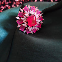 R040_Lovely American Diamond studded ring with a touch of pink stones.