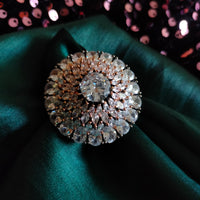 R042_Lovely designer American Diamond studded statement ring with delicate stone work.