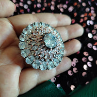 R042_Lovely designer American Diamond studded statement ring with delicate stone work.