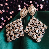 E0862_Elegant American Diamond studded diamond shaped designer drop earrings.