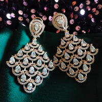 E0862_Elegant American Diamond studded diamond shaped designer drop earrings.