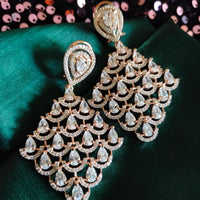 E0862_Elegant American Diamond studded diamond shaped designer drop earrings.