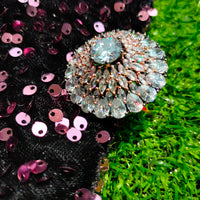 R042_Lovely designer American Diamond studded statement ring with delicate stone work.