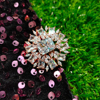 R046_Gorgeous Square design  statement ring  studded with American Diamond stones.